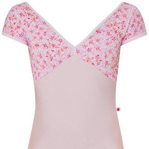 NEW Yumiko leotard Alicia Blossom N-Rose/Pink Floral Flower cap sleeve size L